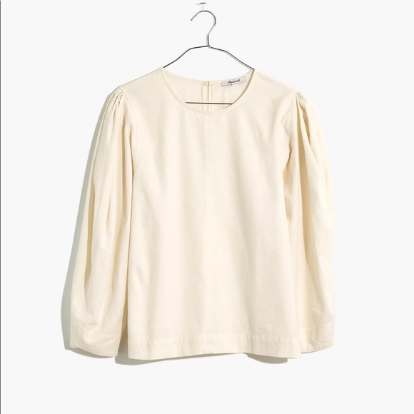 Madewell Lighthouse Crepe Pleated Puff Sleeve Top Medium Ivory - Picture 4 of 4